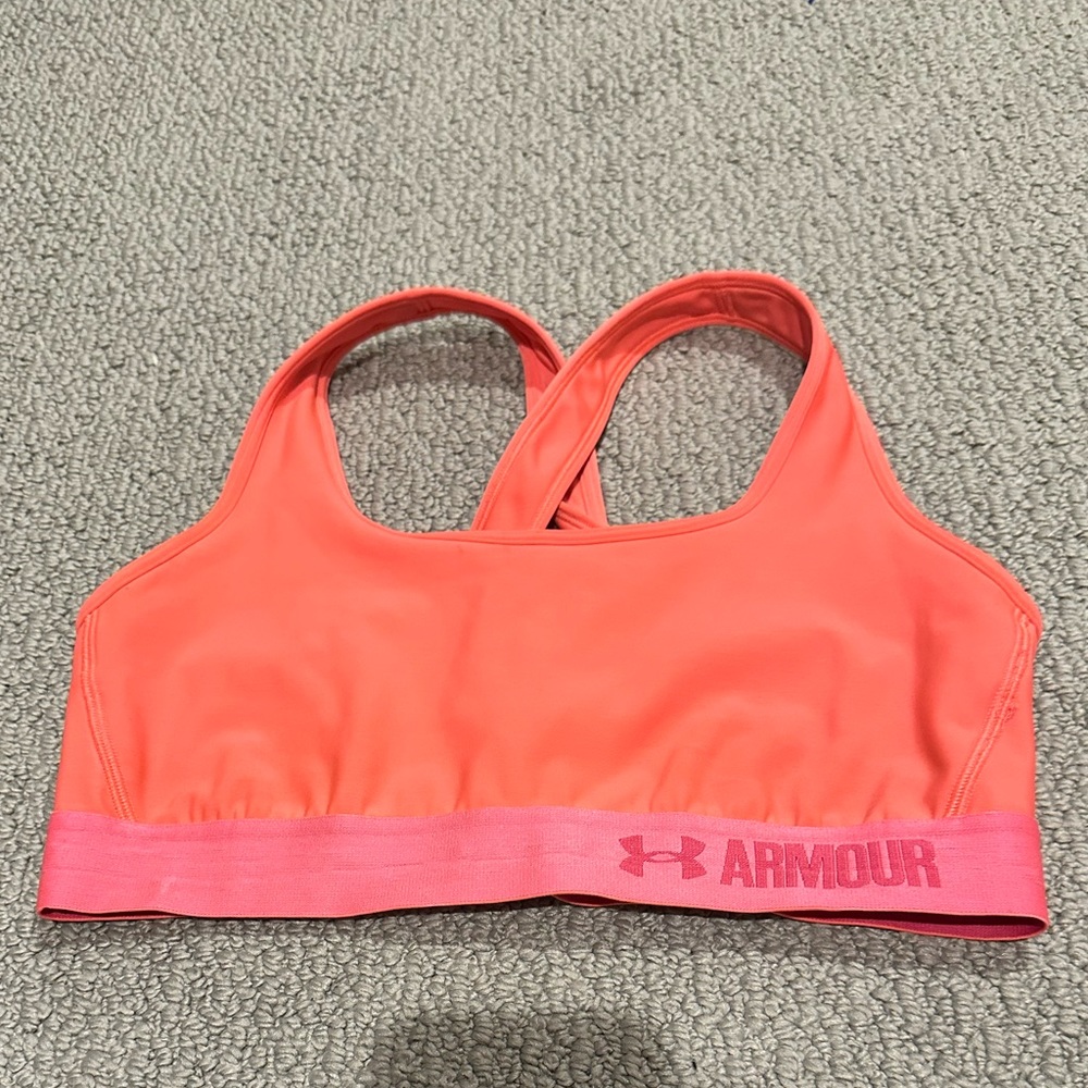 Hot pink/ coral under armour sports bra